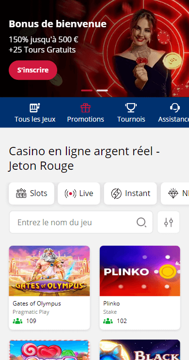 Bonus de bienvenue Jeton Rouge Casino - 100% jusqu'à 500€ + 200 free spins pour les joueurs français﻿